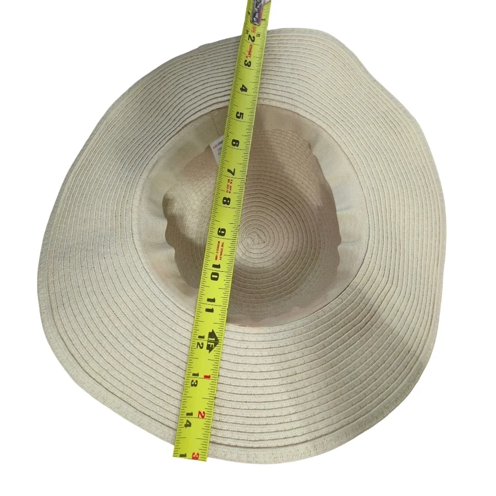 Liz Claiborn Wide Brim Straw Sun Hat - Cream